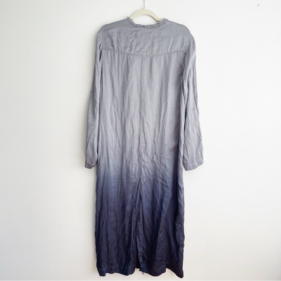 Raquel Allegra ombre maxi dress button front shirt dress long sleeve duster blue - Picture 2 of 12